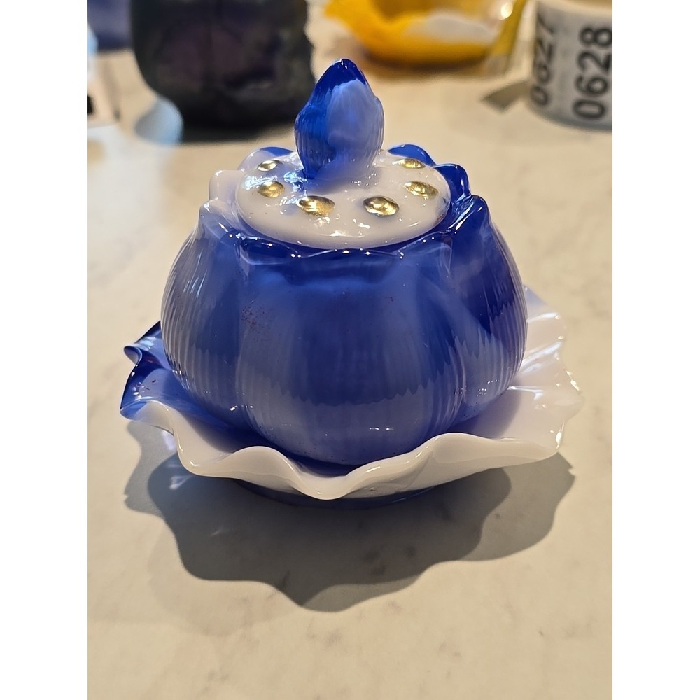 Handmade Resin Blue And White Trinket Jar Stash Jar Decoration Gifts 628